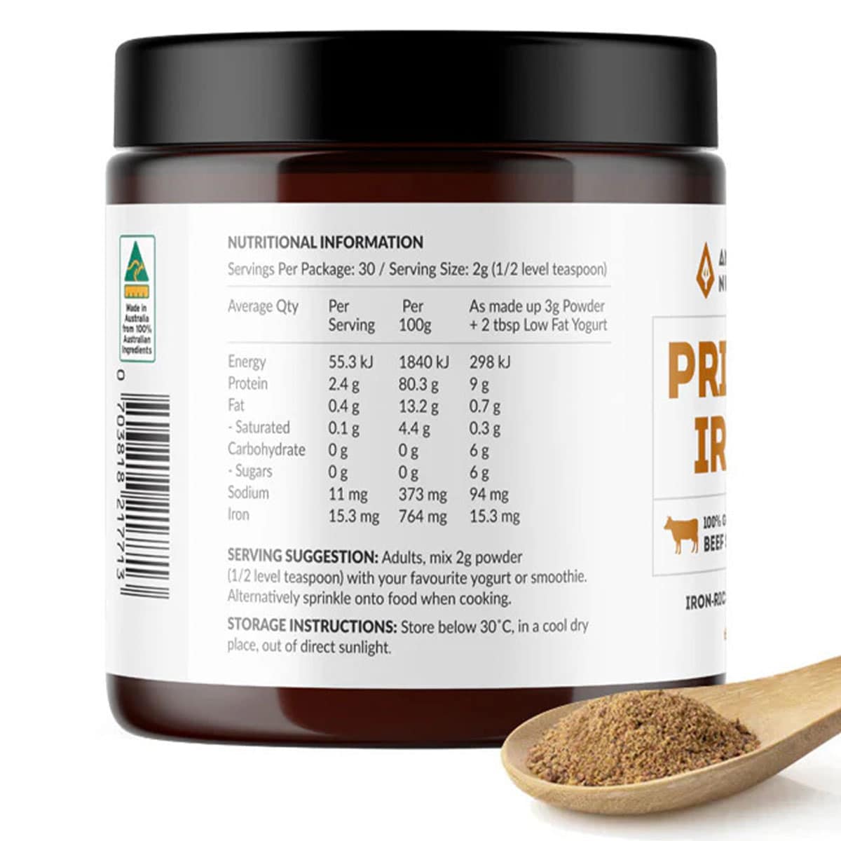 Ancestral Nutrition Primal Iron 100 Beef Spleen Powder Beef Spleen Powder | Mr Vitamins