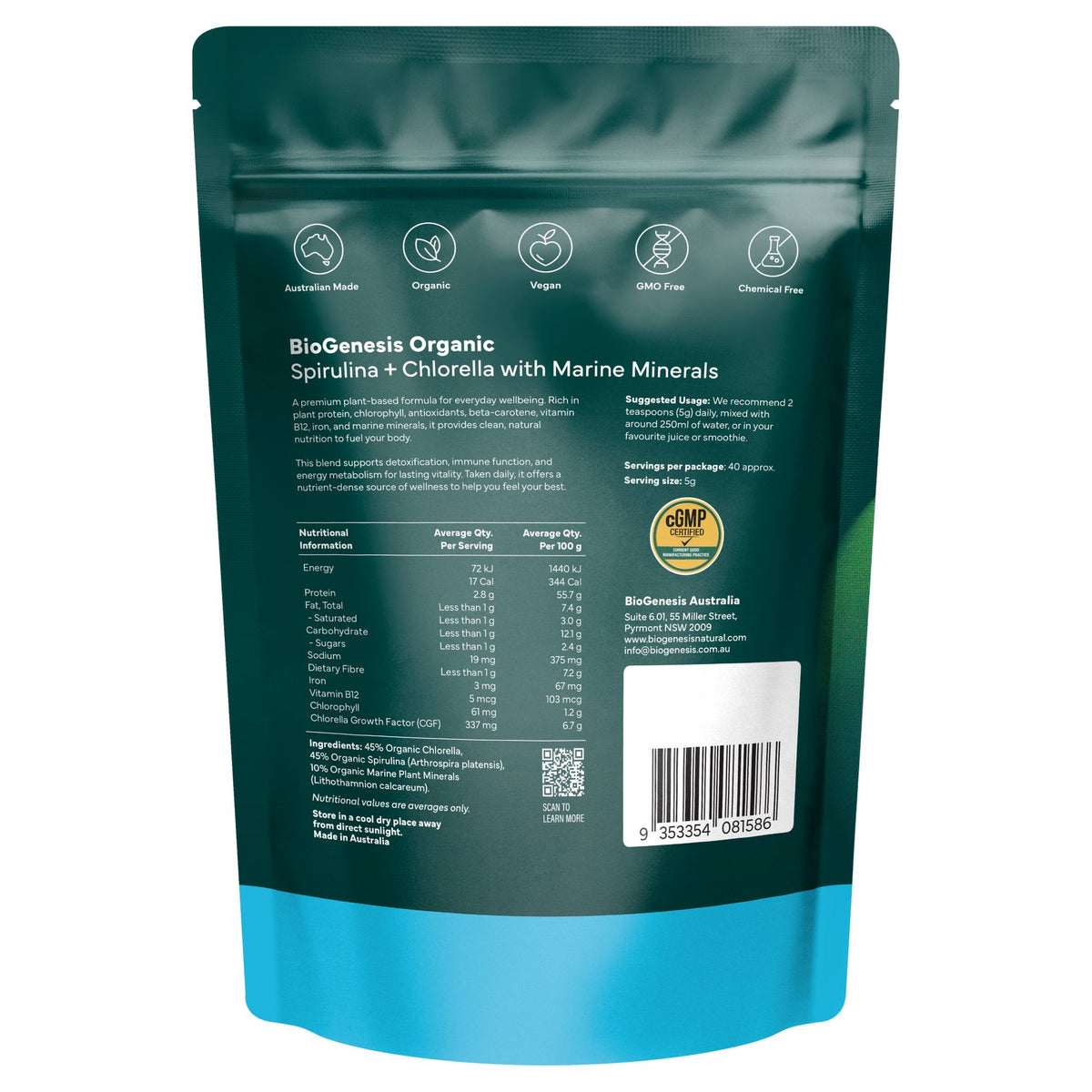 BioGenesis Organic Spirulina and Chlorella with Marine Minerals | Mr Vitamins