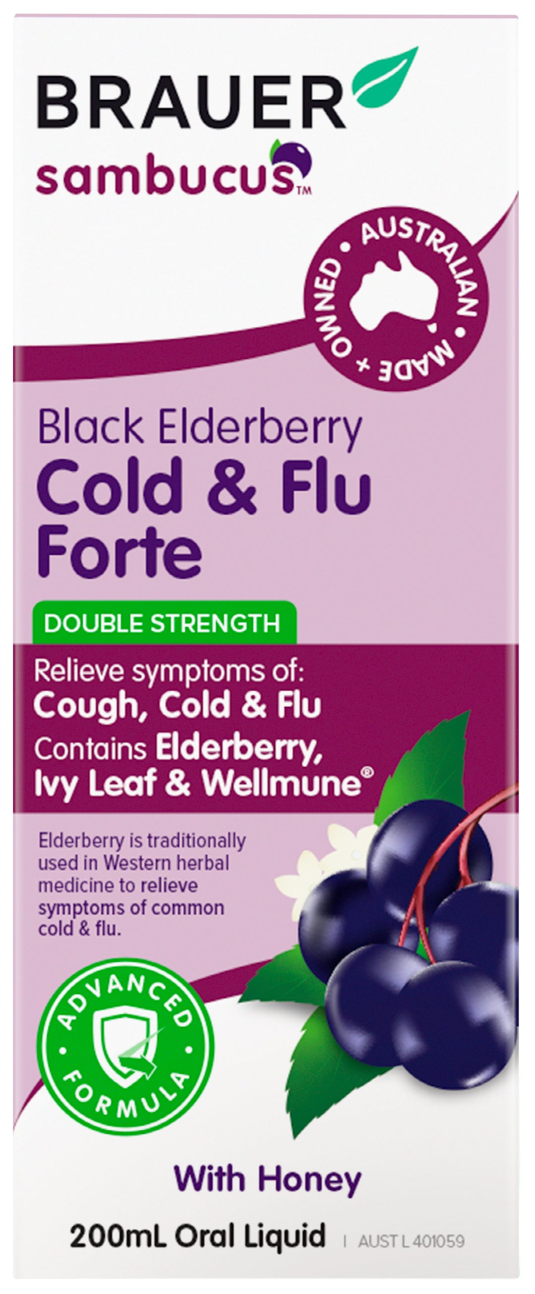 Brauer Sambucus Black Elderberry Cold & Flu Forte