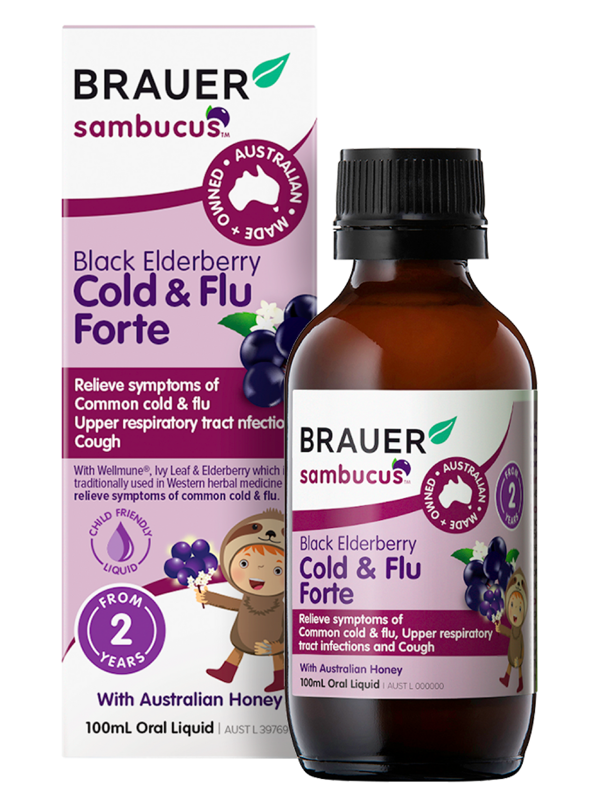 Brauer Sambucus Black Elderberry Cold & Flu Forte for Kids