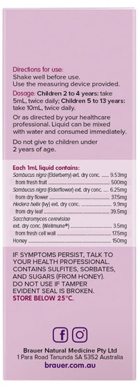 Brauer Sambucus Black Elderberry Cold & Flu Forte for Kids | Mr Vitamins