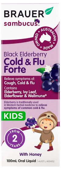 Brauer Sambucus Black Elderberry Cold & Flu Forte for Kids | Mr Vitamins