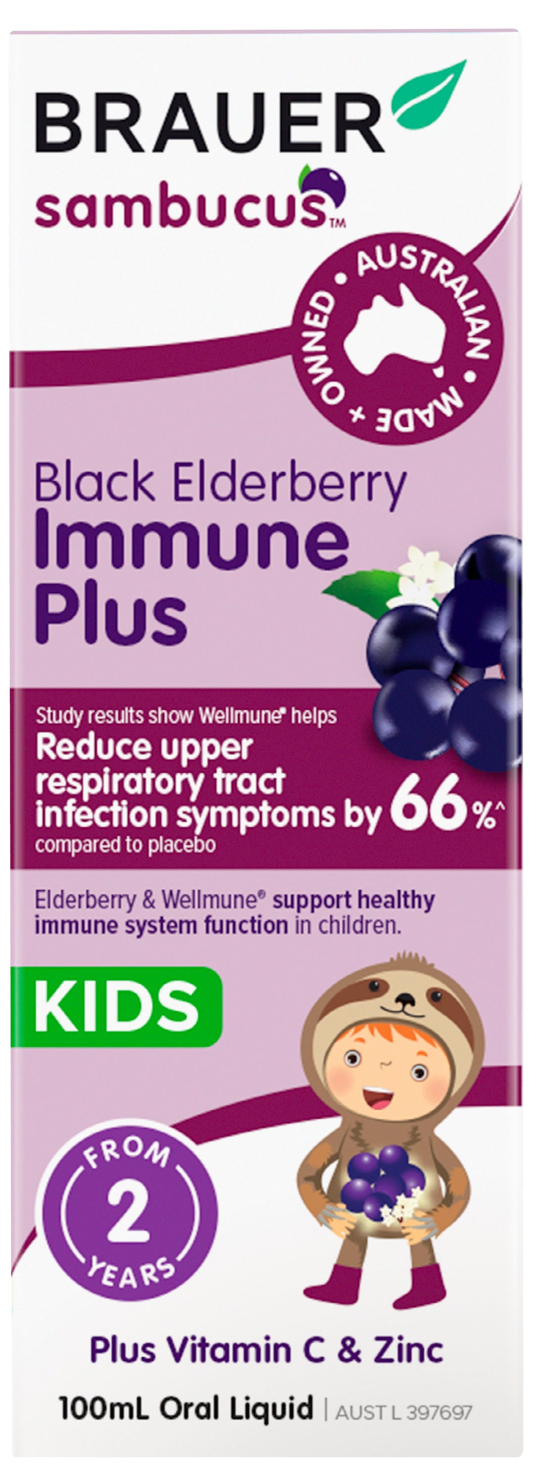 Brauer Sambucus Black Elderberry Immune Plus for Kids