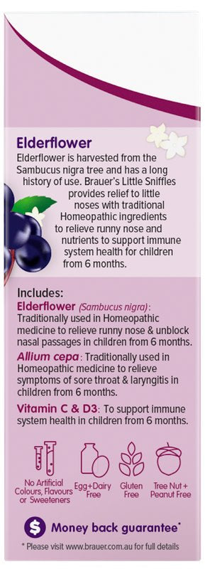 Brauer Sambucus Black Elderberry Little Sniffles for Infants & Kids