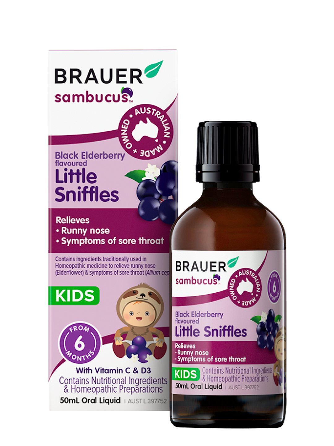 Brauer Sambucus Black Elderberry Little Sniffles for Infants & Kids