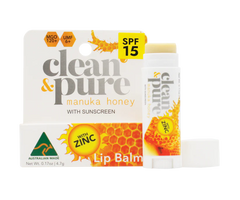 Clean and Pure Manuka Honey and Zinc Lip Balm SPF15 Sunscreen