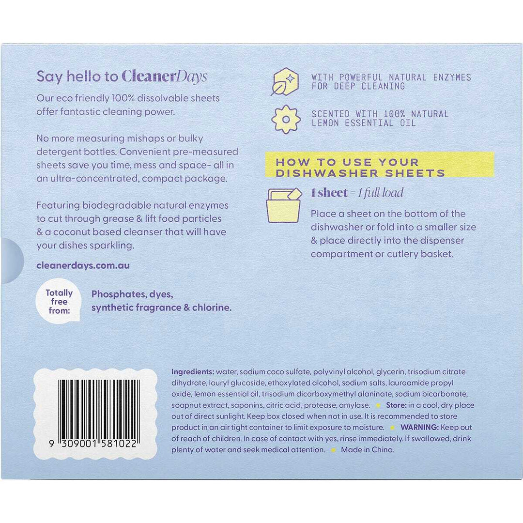 Cleaner Days Dishwasher Detergent Sheets