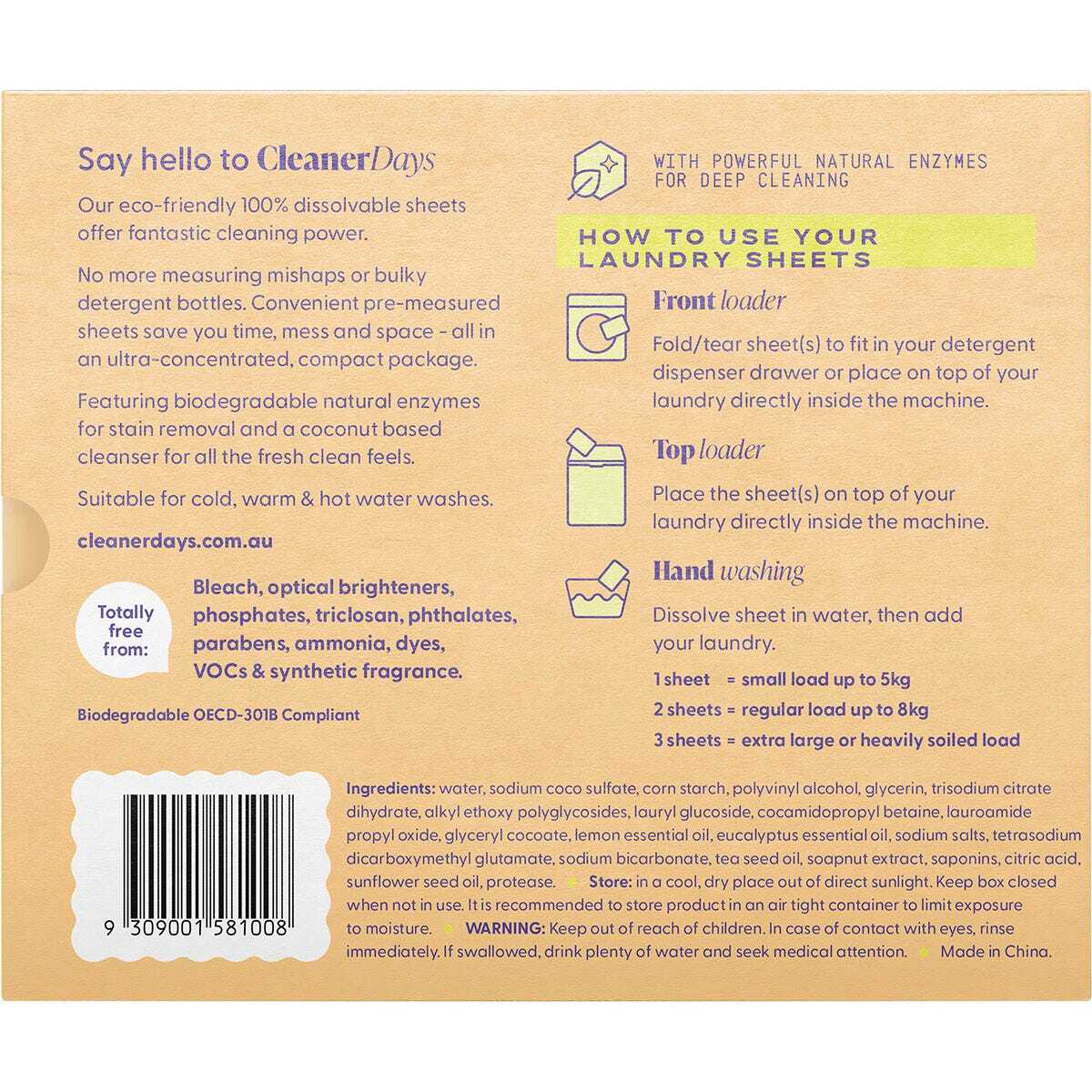 Cleaner Days Laundry Detergent Sheets