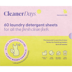 Cleaner Days Laundry Detergent Sheets Fragrance Free