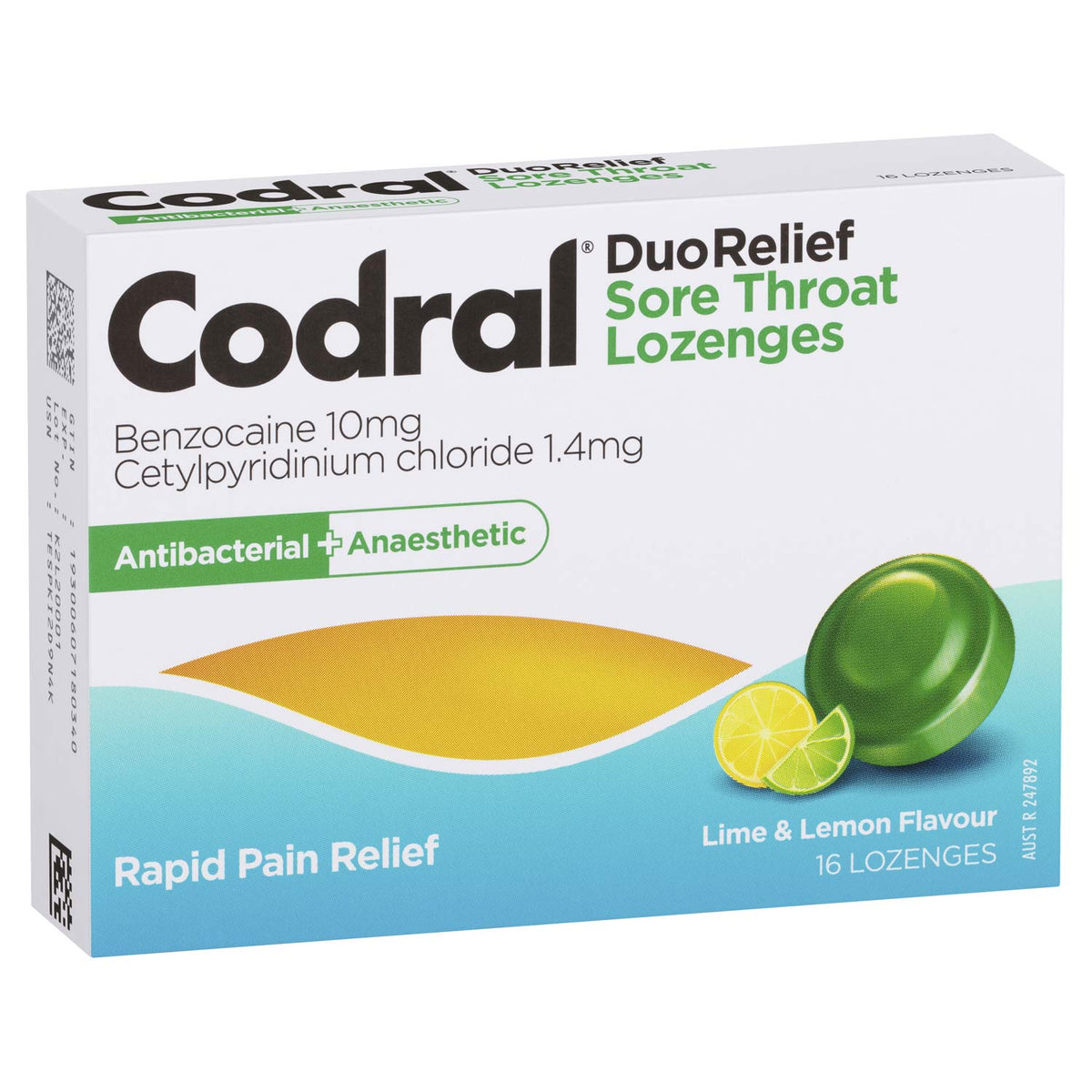 Codral Duo Relief Sore Throat Lime and Lemon Lozenges