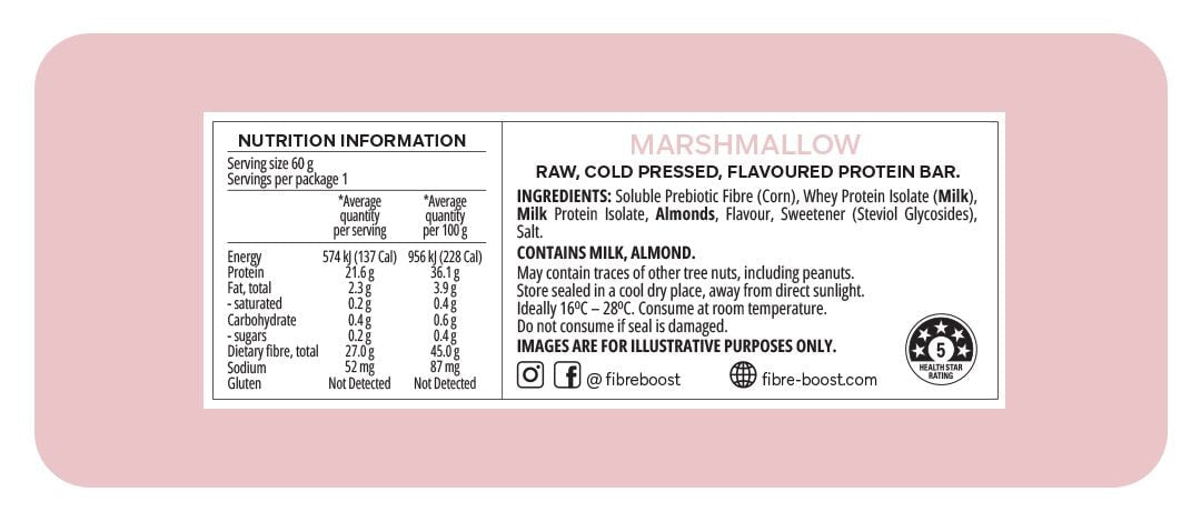 Fibre Boost Cold pressed protein bar - Marshmallow