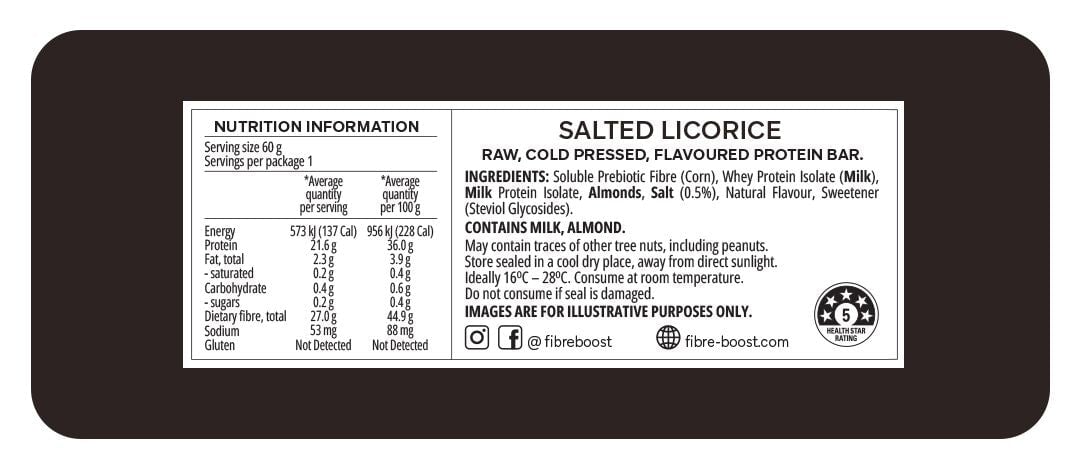 Fibre Boost Cold pressed protein bar - Salted Liquorice