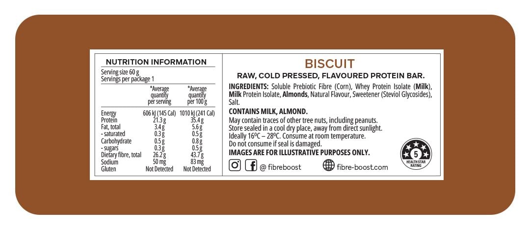 Fibre Boost Cold pressed protein bar - Biscuit