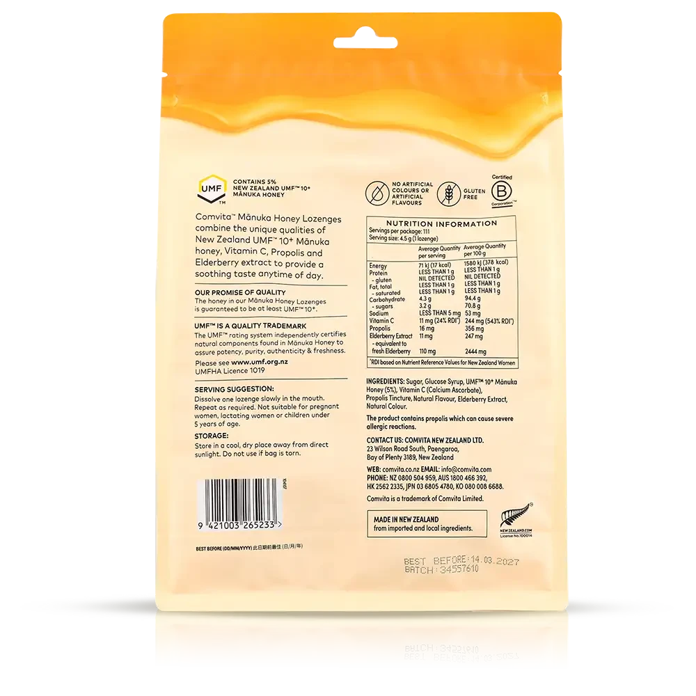 Comvita Soothing Manuka Honey Lozenges - Elderberry 500g | Mr Vitamins