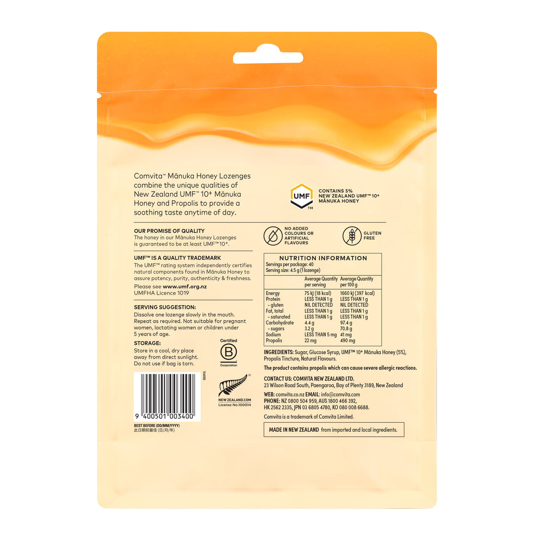 Comvita Soothing Manuka Honey Lozenges - Lemon 40 pack | Mr Vitamins