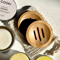 Cooki Haircare Round Bamboo Bar Drainer Dish