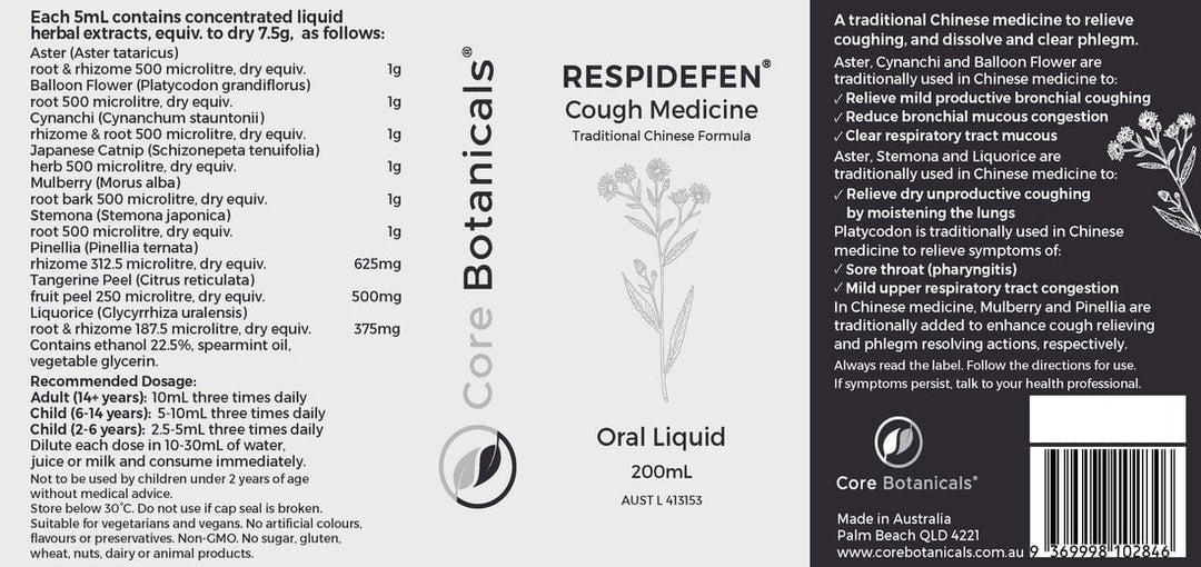 Core Botanicals Respidefen Cough Medicine
