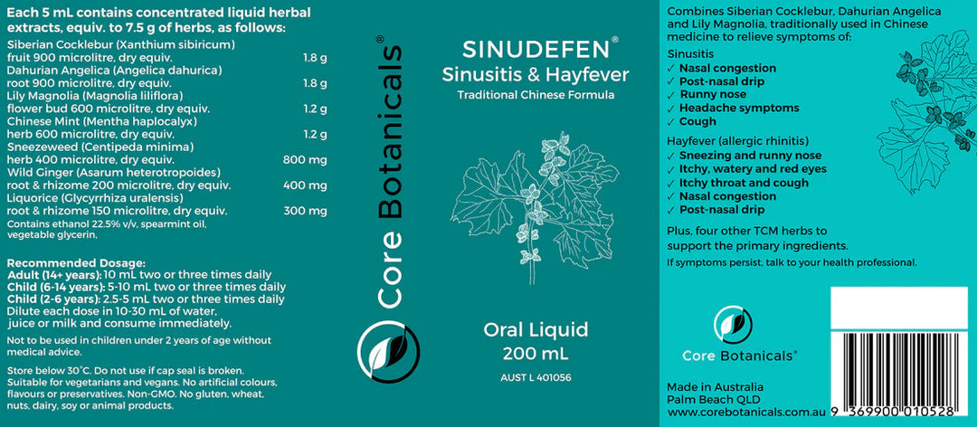 Core Botanicals Sinudefen Sinusitis & Hayfever Medicine