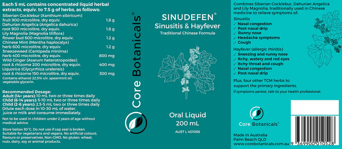 Core Botanicals Sinudefen Sinusitis & Hayfever Medicine