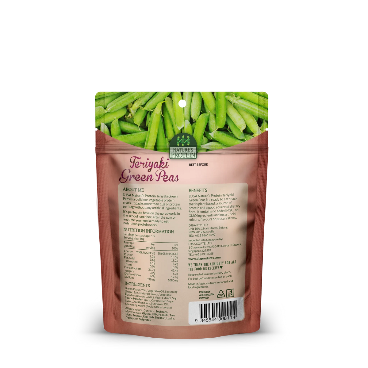 DJandA Natures Protein Teriyaki Green Peas