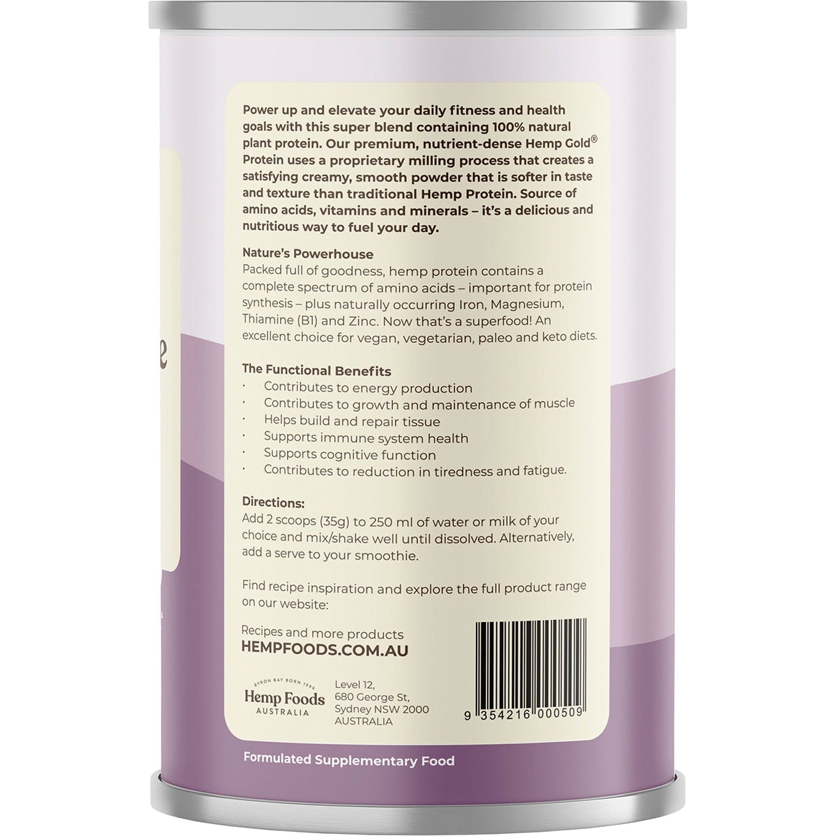 Hemp Foods Australia Organic Hemp Protein Mixed Berry & Acai