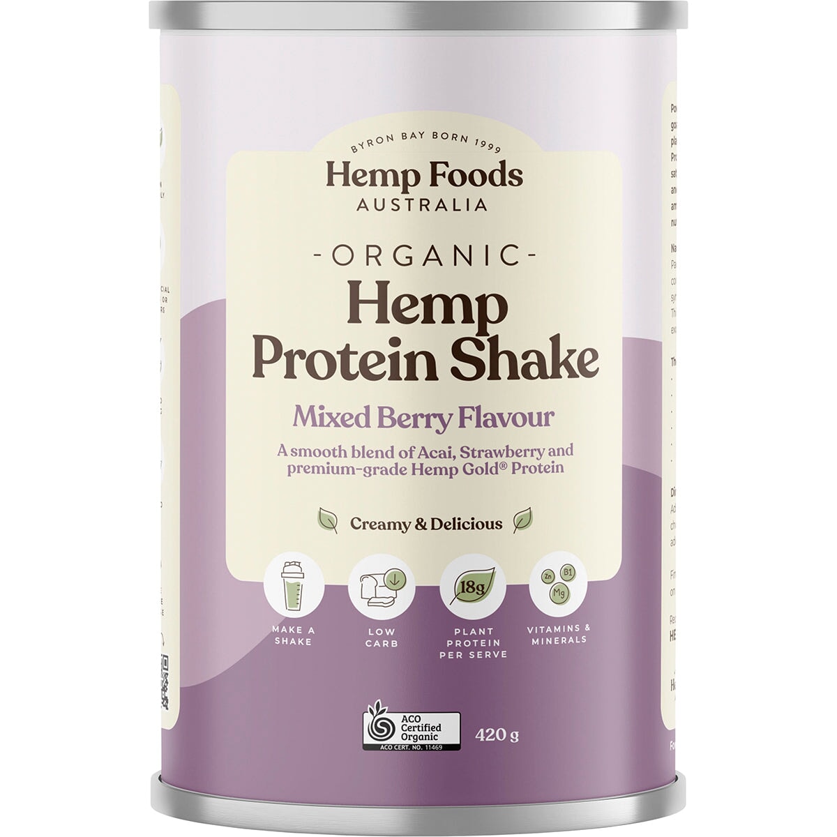 Hemp Foods Australia Organic Hemp Protein Mixed Berry & Acai