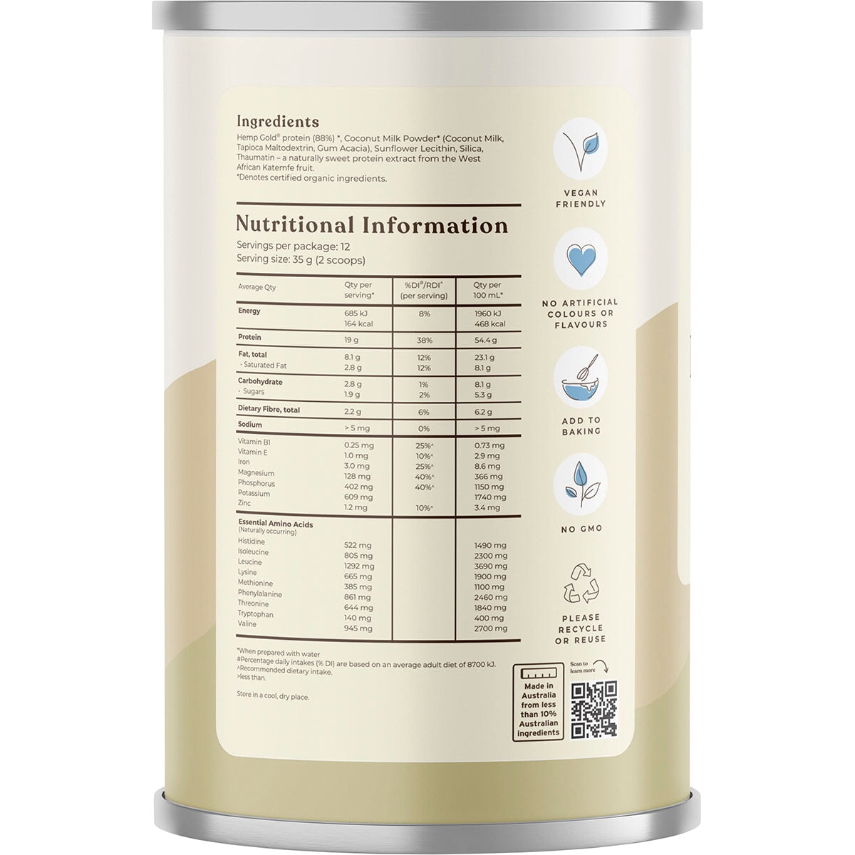 Hemp Foods Australia Organic Hemp Protein Natural
