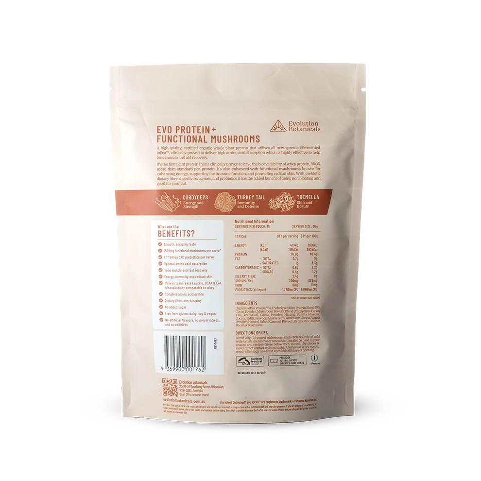 Evolution Botanicals EVO+ Protein Functional Mushrooms Smooth Chocolate