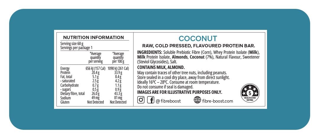 Fibre Boost Cold pressed protein bar - Coconut