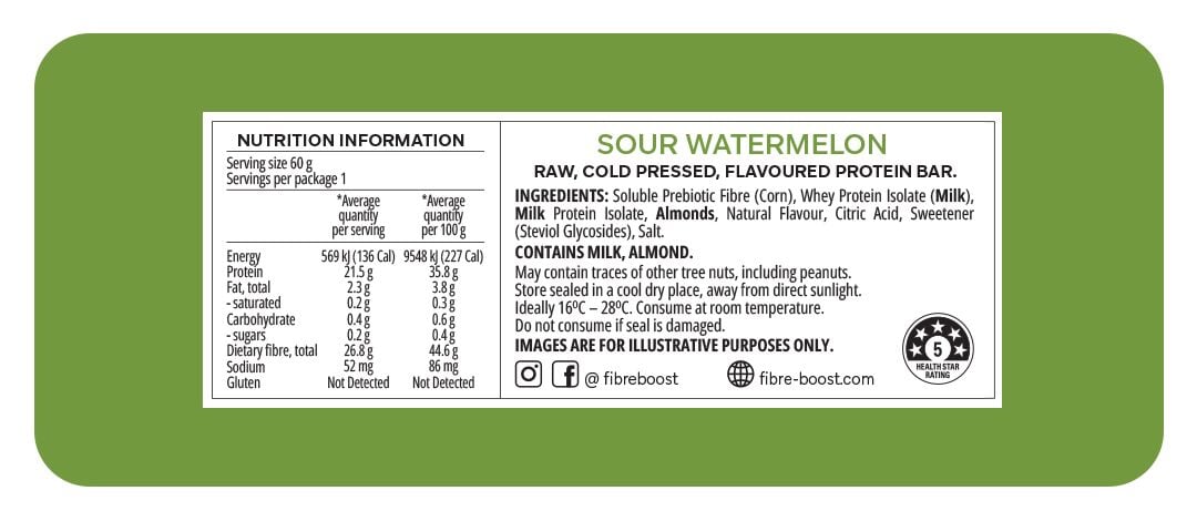 Fibre Boost Cold pressed protein bar - Sour Watermelon