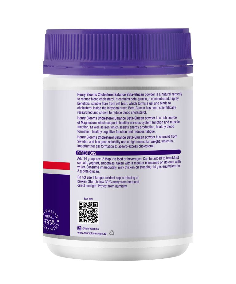 Henry Blooms Cholesterol Balance Beta-Glucan Powder | Mr Vitamins