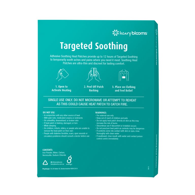 Henry Blooms Soothing Heat Patches 5 Single Use Patches | Mr Vitamins