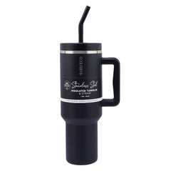 Insulated Tumbler with Handle & Straw Onyx
