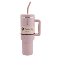 Insulated Tumbler with Handle & Straw Rose | Mr Vitamins