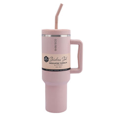 Insulated Tumbler with Handle & Straw Rose