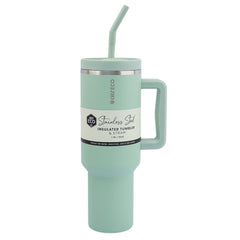 Insulated Tumbler with Handle & Straw Sage