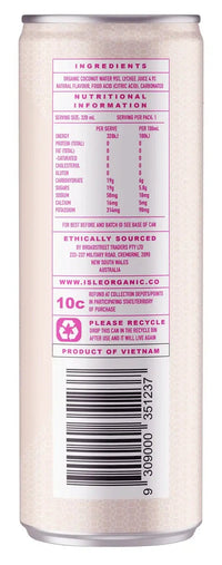 ISLE ORGANIC SPARKLING COCONUT WATER LYCHEE 320ML