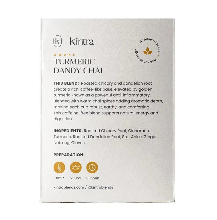 KINTRA BLENDS Herbal Tea Bags Turmeric Dandy Chai 32pk