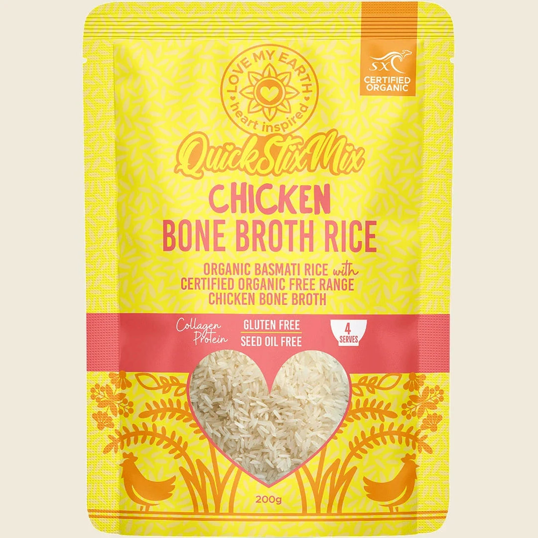 LOVE MY EARTH Quick Stix Mix Organic Bone Broth Rice Chicken 200g