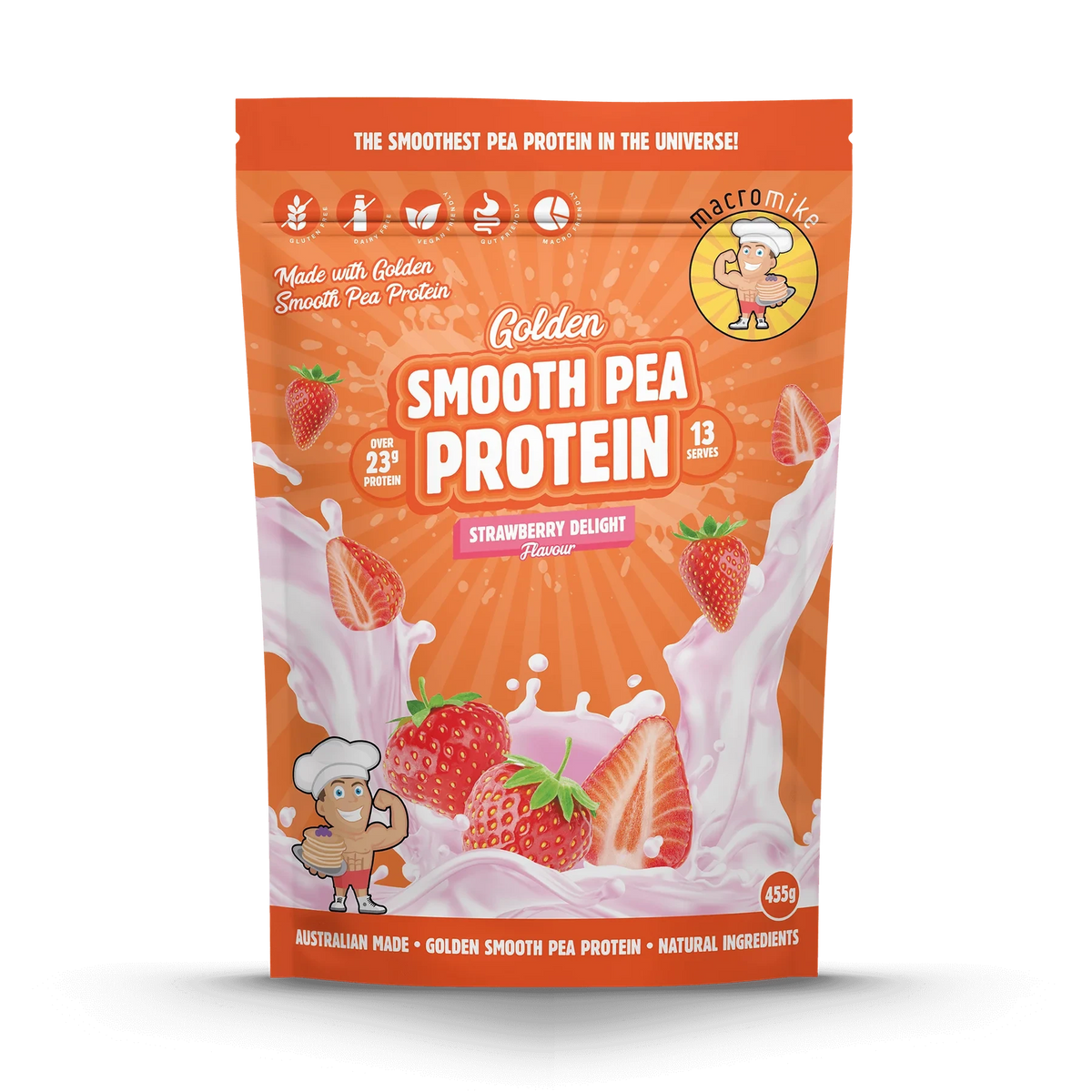 Macro Mike Golden Smooth Pea Protein Strawberry Delight 455g