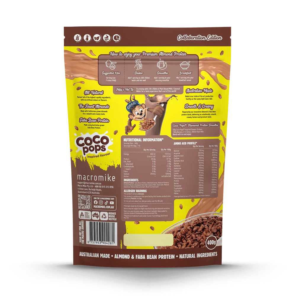 MACRO MIKE Premium Almond Protein Coco Pops 400g