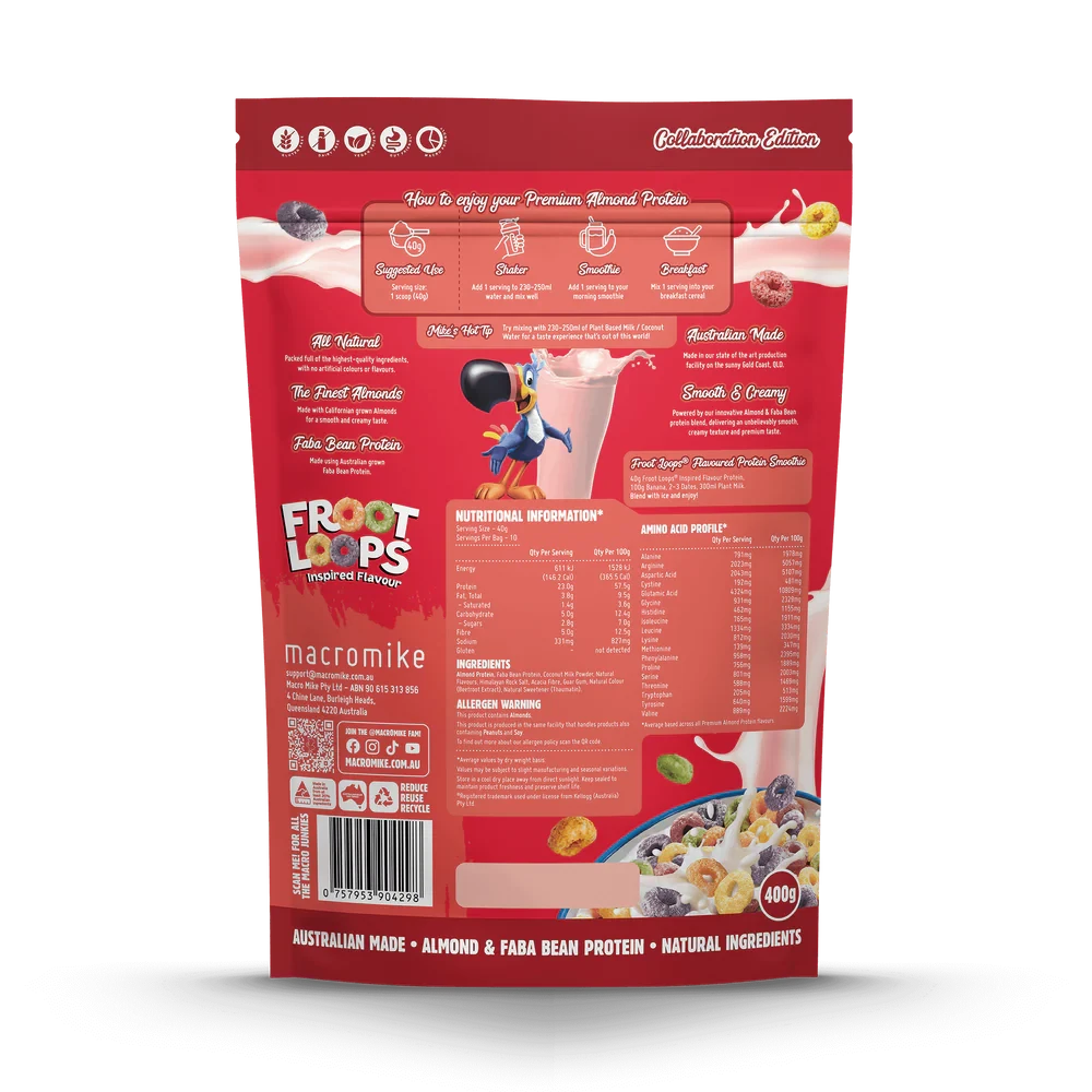MACRO MIKE Premium Almond Protein Froot Loops 400g