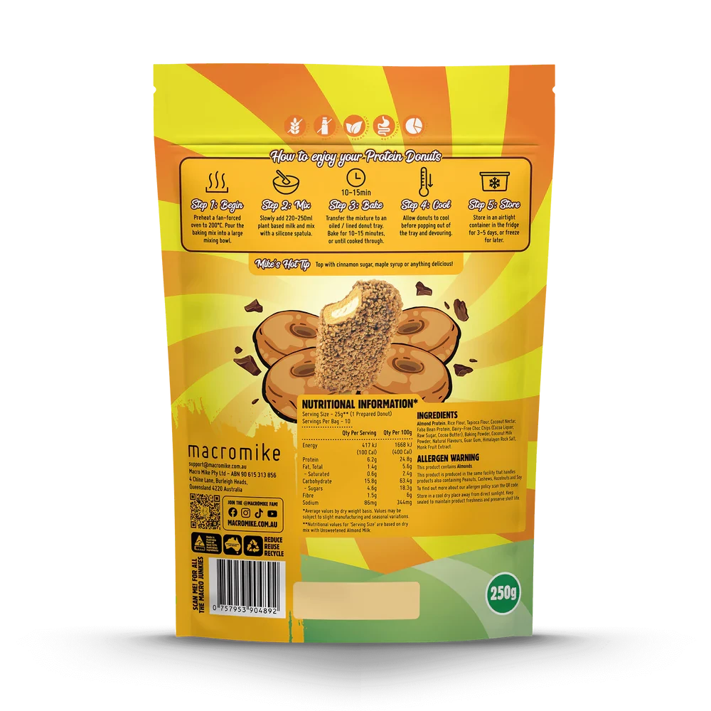 Macro Mike Protein Donut Baking Mix Golden Gaytime Choc Chip