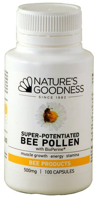 Natures Goodness Super-Potentiated Bee Pollen with BioPerine 500mg | Mr Vitamins