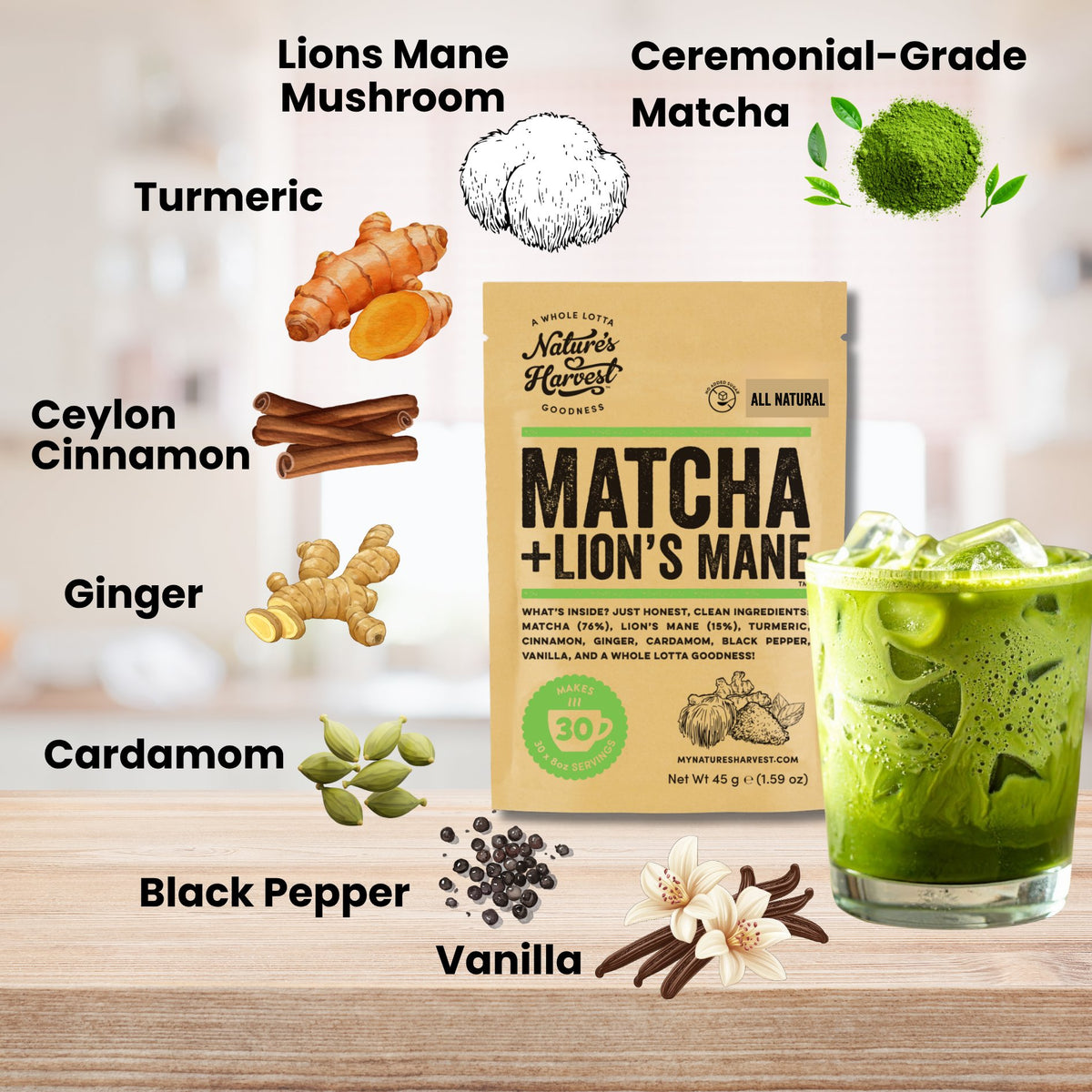 Natures Harvest Matcha and Lions Mane | Mr Vitamins