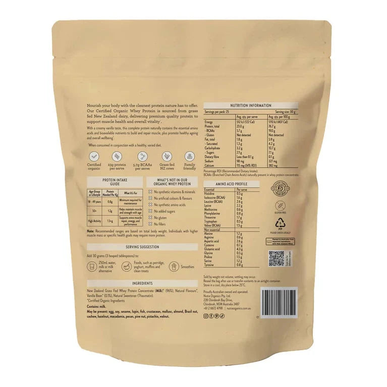 NUTRA ORGANICS Organic Whey Protein Vanilla 750g