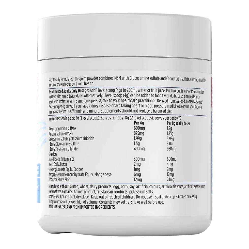 Nutralife Glucosamine Chondroitin Msm Joint Food Concentrate (Unflavoured) Powder | Mr Vitamins