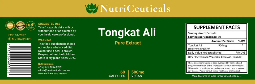 Nutriceuticals Tongkat Ali 60 Capsules
