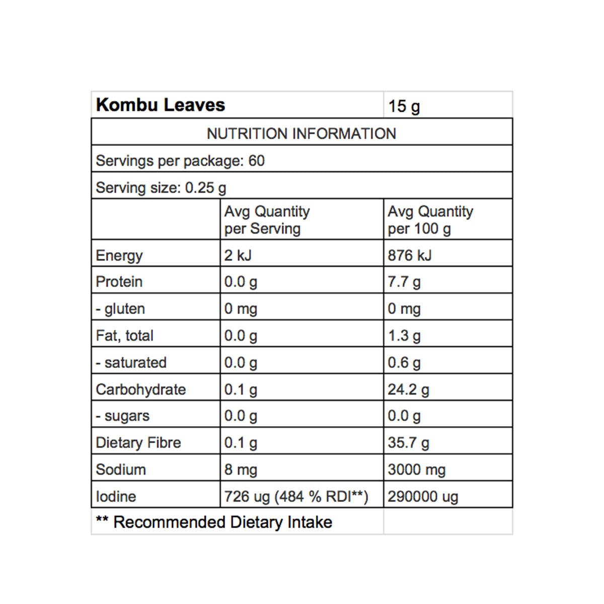 Pacific Harvest Kombu Leaves 15g