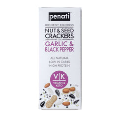Penati Keto Nut and Seed Crackers - Garlic n Black Pepper 120g